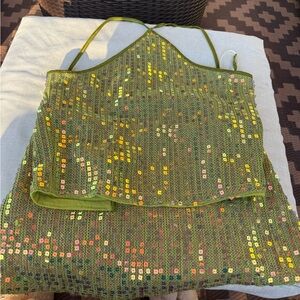 Shimmering Green Sequin Halter Top